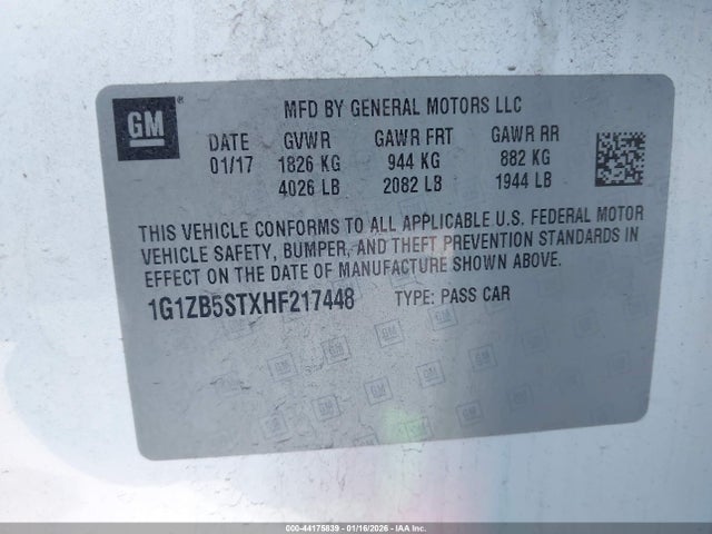 1G1ZB5STXHF217448 Chevrolet MALIBU LS