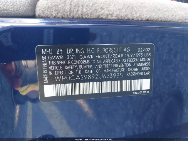 2002 PORSCHE BOXSTER WP0CA29892U623935 Photo 8