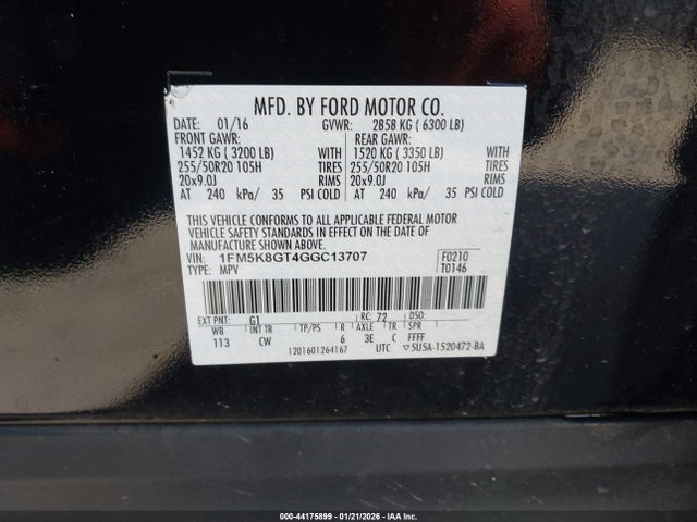 1FM5K8GT4GGC13707 Ford EXPLORER SPORT