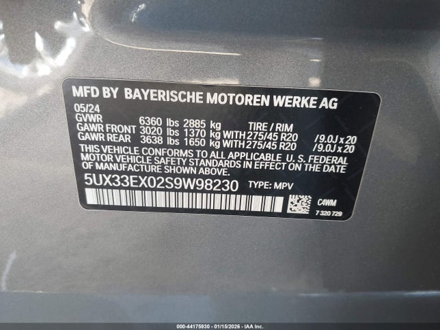 5UX33EX02S9W98230 BMW X6 Xdrive40i