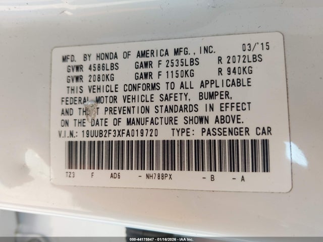 Aukcja sprzedaży 2015 Acura Tlx V6, vin: 19UUB2F3XFA019720, numer aukcji: 44175947