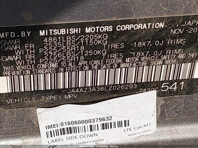 2020 MITSUBISHI OUTLANDER JA4AZ3A36LZ026293 Photo 8