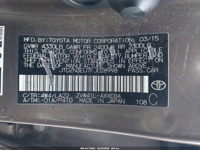 JTDZN3EU7FJ028998 Toyota Prius V Five