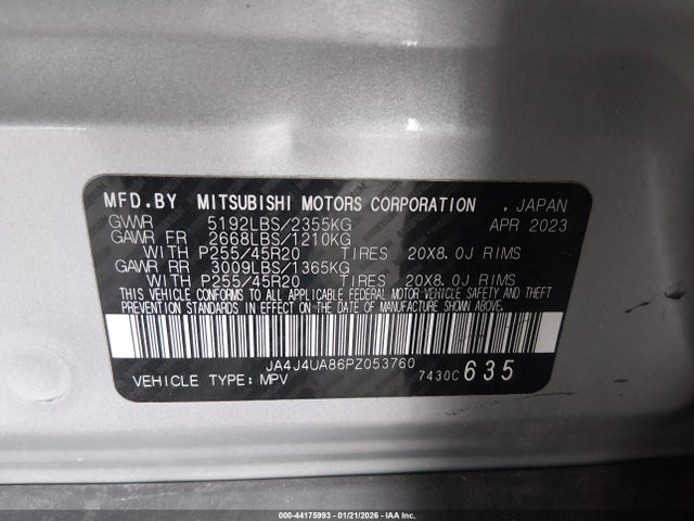 JA4J4UA86PZ053760 Mitsubishi Outlander Ralliart S-awc/se 2.5 S-awc/se Black Edition S-awc/se Special Editiont S-awc