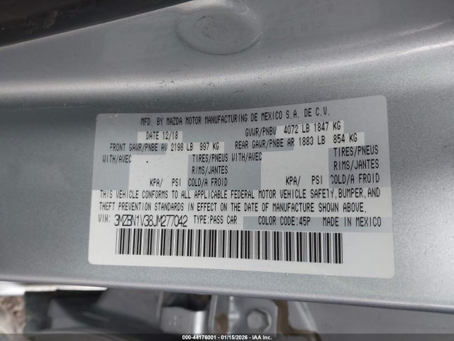 3MZBN1V38JM277042 Mazda Mazda3 Touring