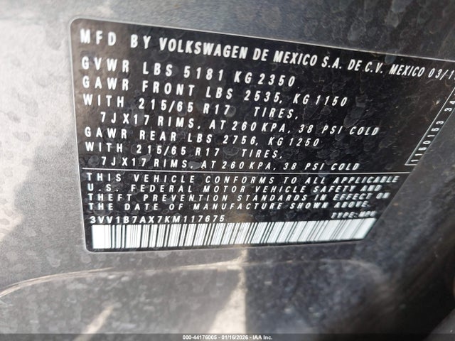 Volkswagen Tiguan 2.0t S 2019 3VV1B7AX7KM117675 Image 9
