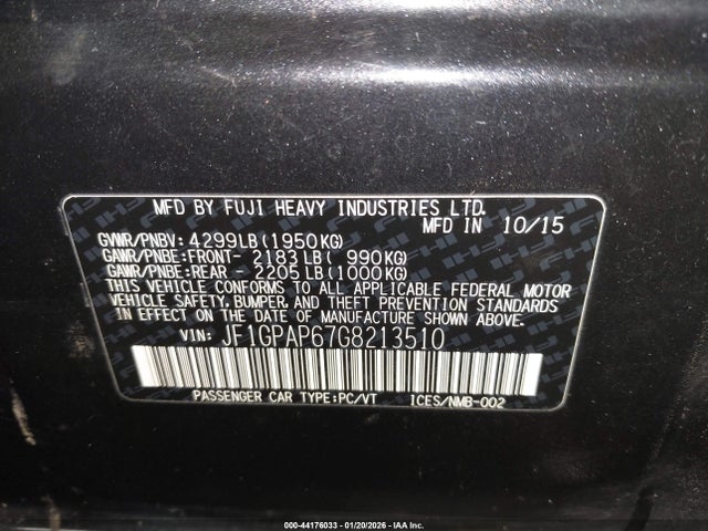 JF1GPAP67G8213510 Subaru Impreza 2.0i Sport Premium