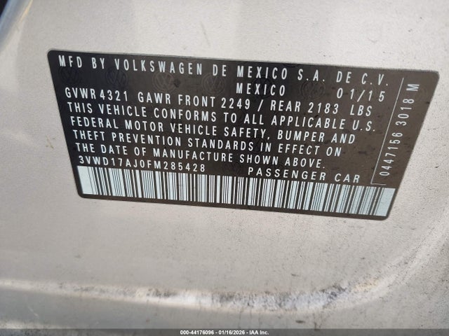 3VWD17AJ0FM285428 Volkswagen Jetta 1.8t Se