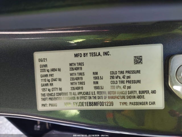 2021 TESLA MODEL 3 5YJ3E1EB8MF001239 Photo 8