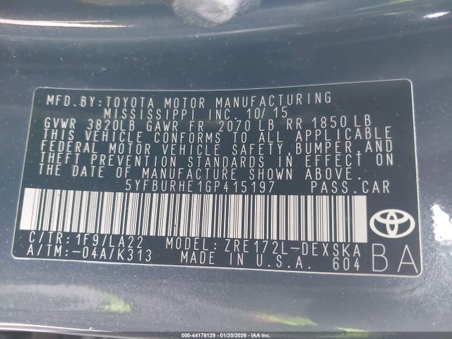 Toyota Corolla S Premium 2016 5YFBURHE1GP415197 Image 9