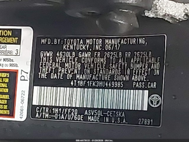 Toyota CAMRY SE 2017 4T1BF1FK3HU449985 Image 9