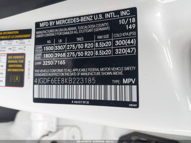 4JGDF6EE8KB223185 Mercedes-Benz Gls 450 4matic