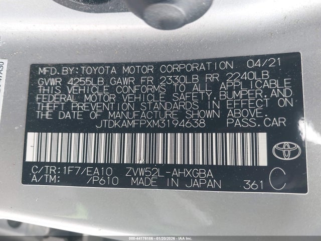 JTDKAMFPXM3194638 Toyota Prius Prime Xle