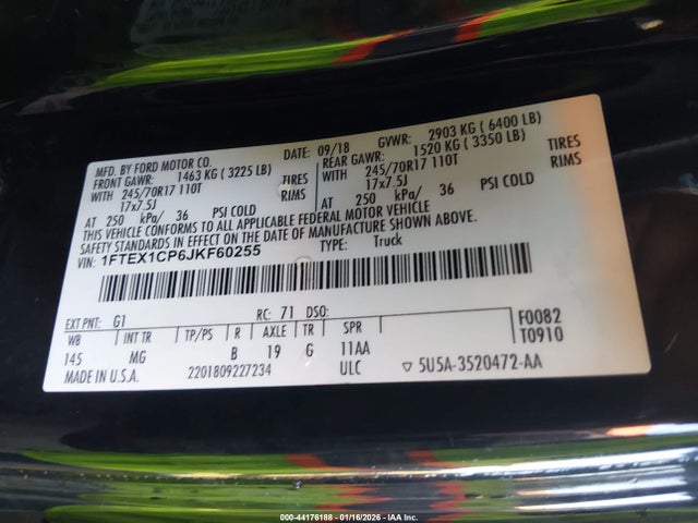 Продаж на аукціоні авто 2018 Ford F-150 Xlt, vin: 1FTEX1CP6JKF60255, номер лоту: 44176188