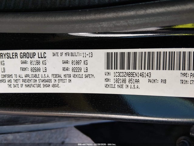 2014 Dodge Avenger Se მანქანა იყიდება აუქციონზე, vin: 1C3CDZAB9EN146143, აუქციონის ნომერი: 44176203