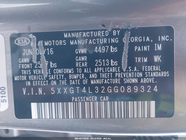 5XXGT4L32GG089324 KIA Optima Lx
