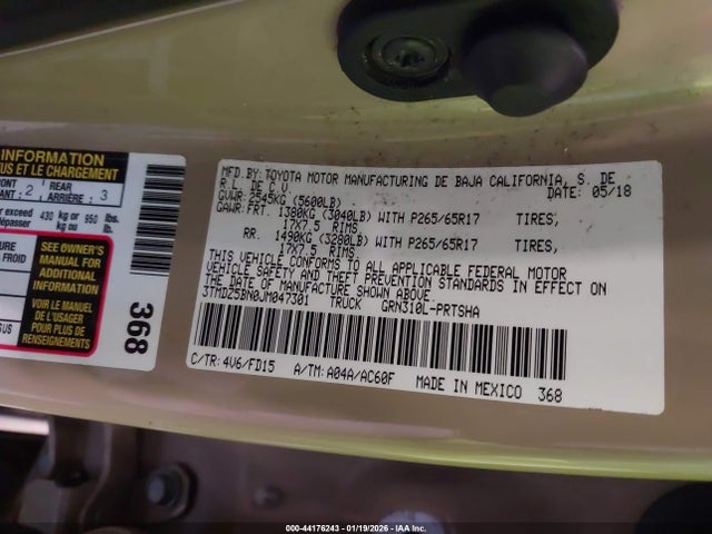 3TMDZ5BN0JM047301 Toyota Tacoma Trd Sport