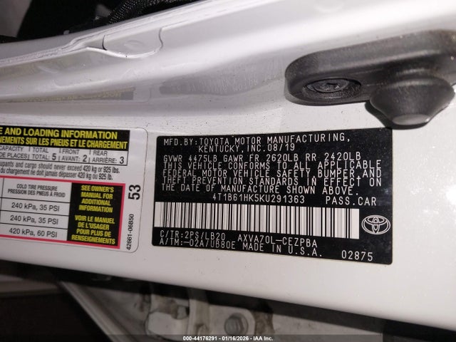 4T1B61HK5KU291363 Toyota CAMRY XSE