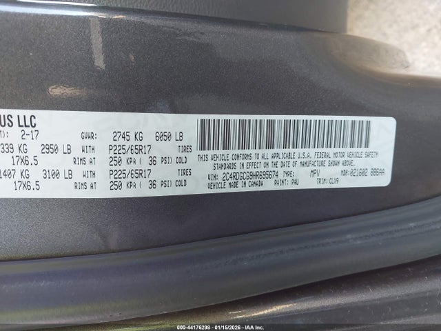 2C4RDGCG9HR695674 Dodge Grand Caravan Sxt