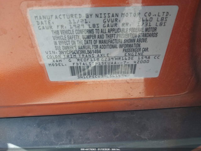 3N1CP5CV3ML561494 Nissan Kicks Sv Xtronic Cvt