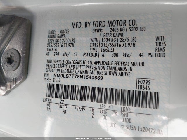 2022 FORD TRANSIT CONNECT NM0LS7T78N1540669 Photo 8