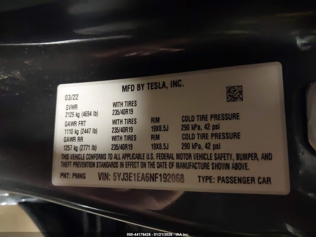 2022 TESLA MODEL 3 5YJ3E1EA6NF192068 Photo 8