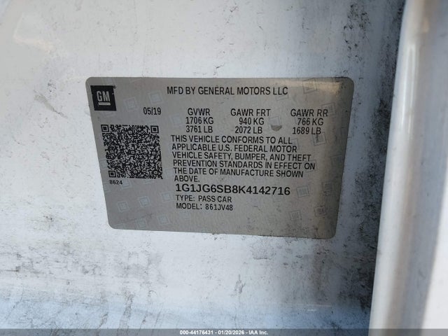 1G1JG6SB8K4142716 Chevrolet Sonic Lt Auto