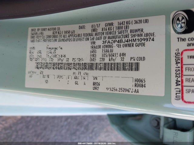 Ford FIESTA SE 2017 3FADP4BJ4HM109974 Image 9