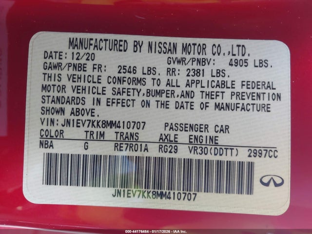 2021 INFINITI Q60 JN1EV7KK8MM410707 Photo 8