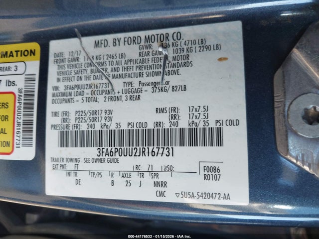 Ford Fusion Hybrid S 2018 3FA6P0UU2JR167731 Image 9