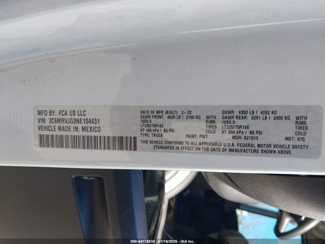 2022 RAM PROMASTER 3500 3C6MRVJG0NE104431 Photo 8