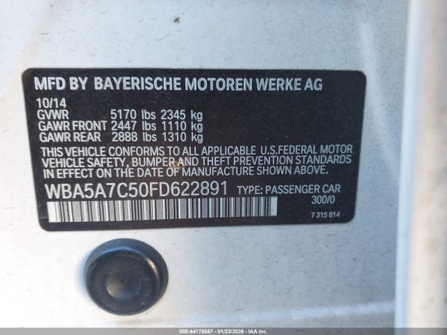 Aukcja sprzedaży 2015 Bmw 528i Xdrive, vin: WBA5A7C50FD622891, numer aukcji: 44176557