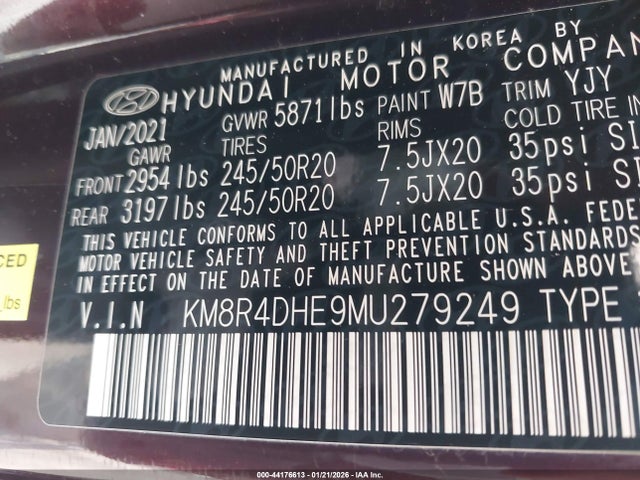 KM8R4DHE9MU279249 Hyundai Palisade Sel