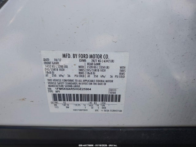 1FM5K8AR5HGE25904 Ford Utility Police Interceptor