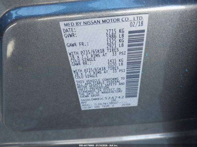 5N1DL0MM8JC524742 Infiniti QX60