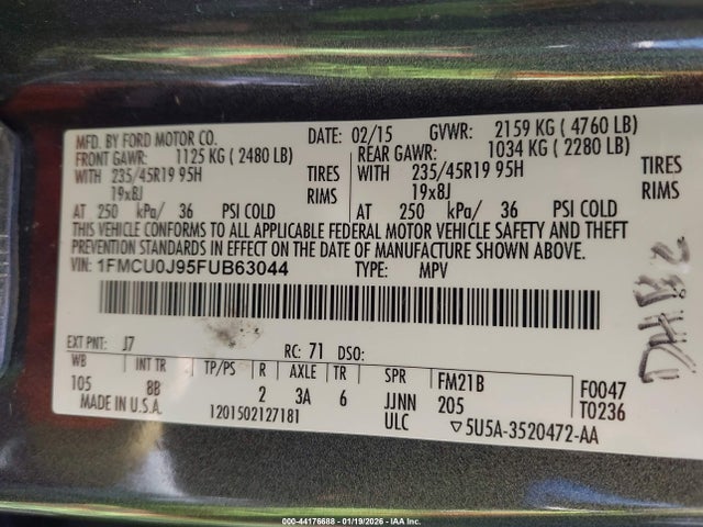 Ford Escape Titanium 2015 1FMCU0J95FUB63044 Image 9