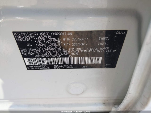 Продаж на аукціоні авто 2016 Toyota Rav4 Le, vin: JTMZFREV3GJ092241, номер лоту: 44176694