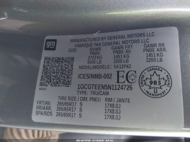 1GCGTEEN5N1124726 Chevrolet Colorado Zr2