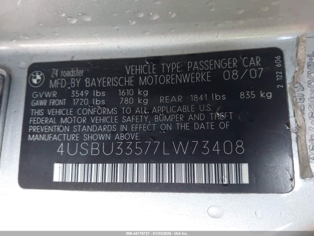 2007 BMW Z4 4USBU33577LW73408 Photo 8