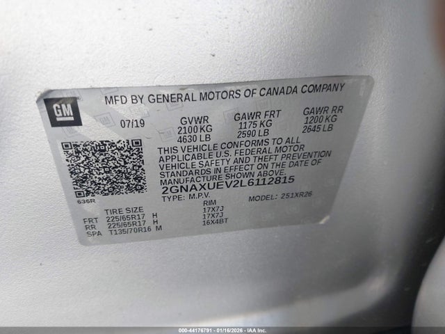 2GNAXUEV2L6112815 Chevrolet Equinox Awd Lt 1.5l Turbo
