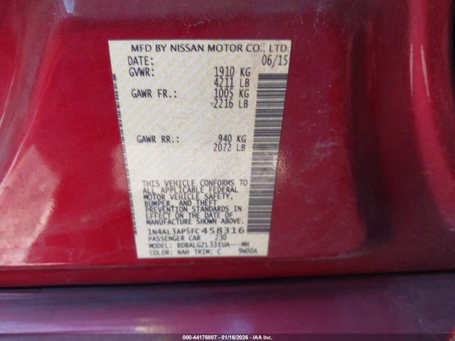 1N4AL3AP5FC458316 Nissan Altima 2.5 S