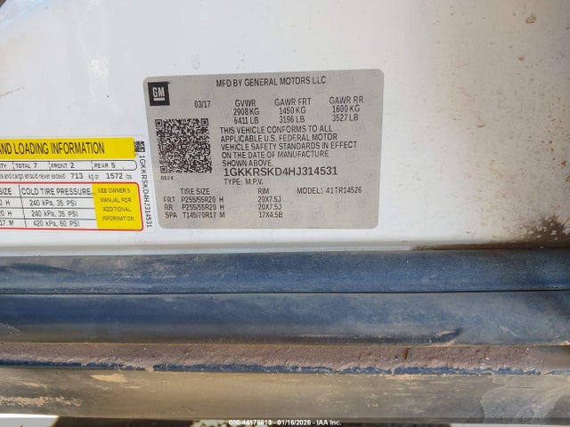 1GKKRSKD4HJ314531 GMC Acadia Limited