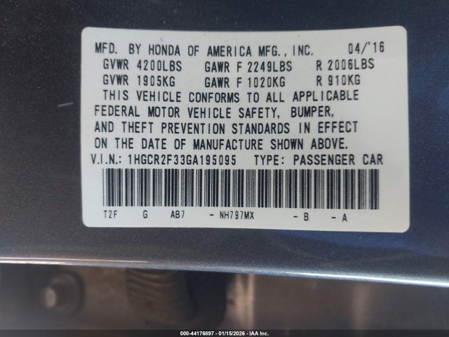 1HGCR2F33GA195095 Honda ACCORD LX