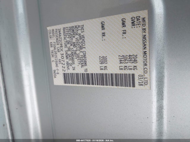 1N4AZ1CP8JC307222 Nissan LEAF SV