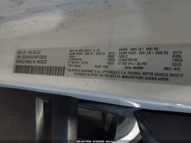 2022 RAM PROMASTER 2500 3C6LRVDGXNE123818 Photo 8