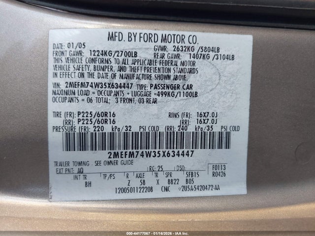 2005 MERCURY GRAND MARQUIS 2MEFM74W35X634447 Photo 8