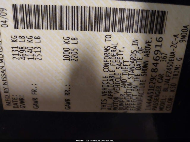 2009 NISSAN MAXIMA 1N4AA51E29C846916 Photo 8