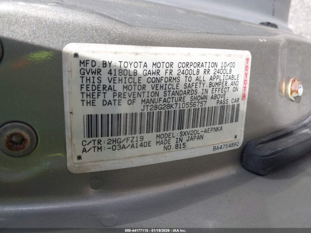 2001 TOYOTA CAMRY JT2BG28K710556757 Photo 8