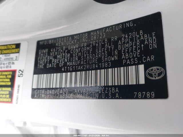 4T1G11AK2RU841983 Toyota CAMRY SE