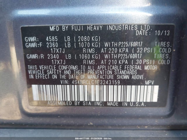 Subaru Outback 2.5i Limited 2014 4S4BRCLC1E3243159 Image 9